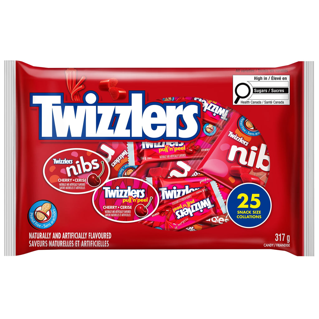 Twizzlers Assorted Snack Size Peanut Free Candy, 25ct, 317g/11 oz. Bag