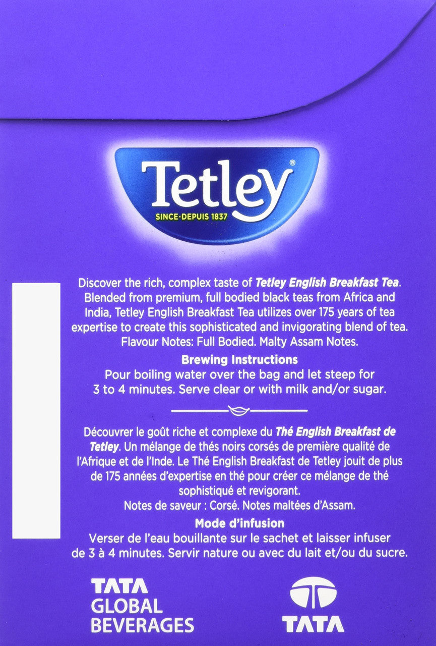 Tetley English Breakfast Tea, 60 Count, 189g/6.7 oz., {Imported from Canada}