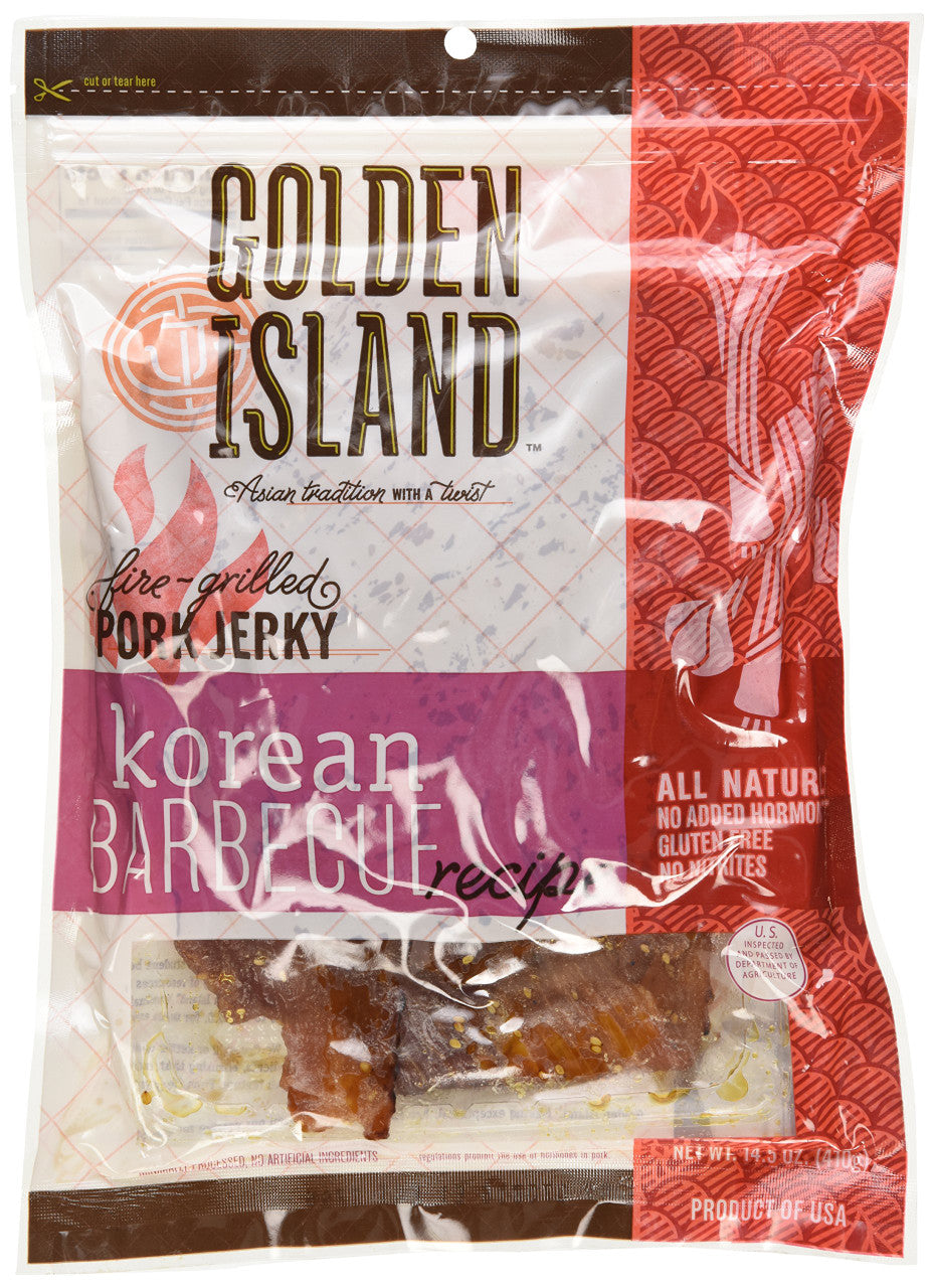 Golden Island Korean All Natural Barbecue Pork Jerky, 410g/14.5oz, {Imported from Canada}