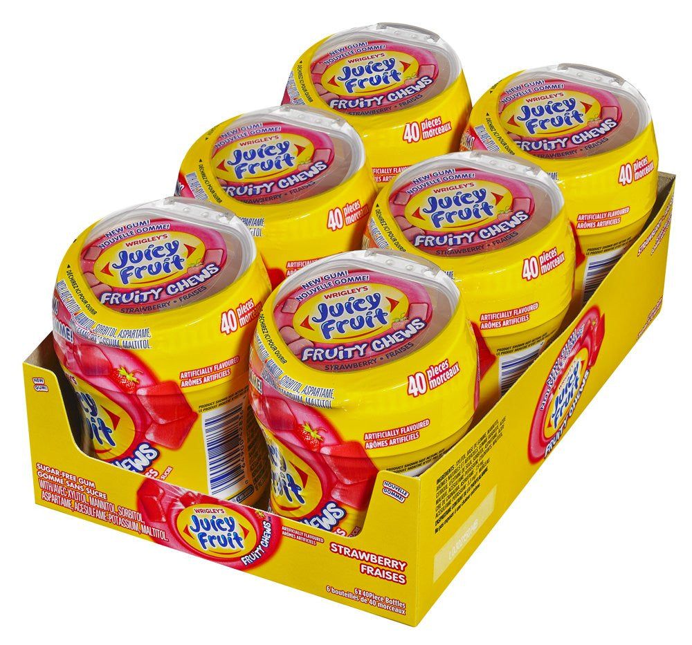 Juicy Fruit Sugar-Free Gum, Fruity Chews, Strawberry, 6x40ct, 240 Pieces {Imported from Canada}