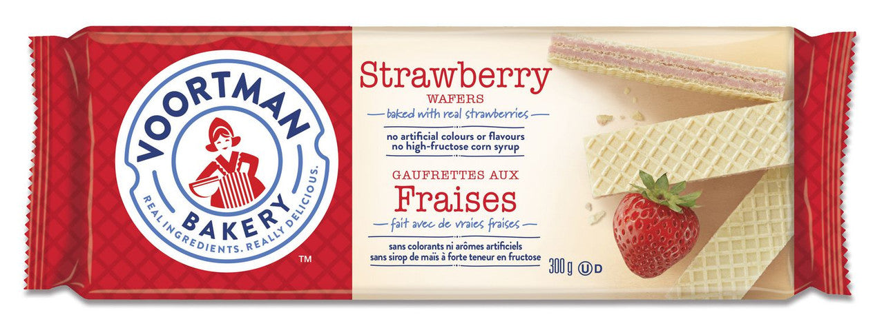 Voortman Strawberry Wafer Cookies, 300g/10.6 oz., {Imported from Canada}