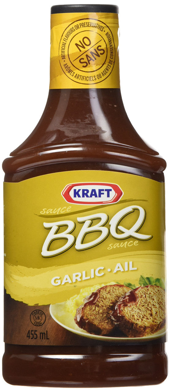Kraft BBQ Sauce, Garlic, 455mL/15.4oz., {Imported from Canada}