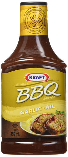 Kraft BBQ Sauce, Garlic, 455mL/15.4oz., {Imported from Canada}
