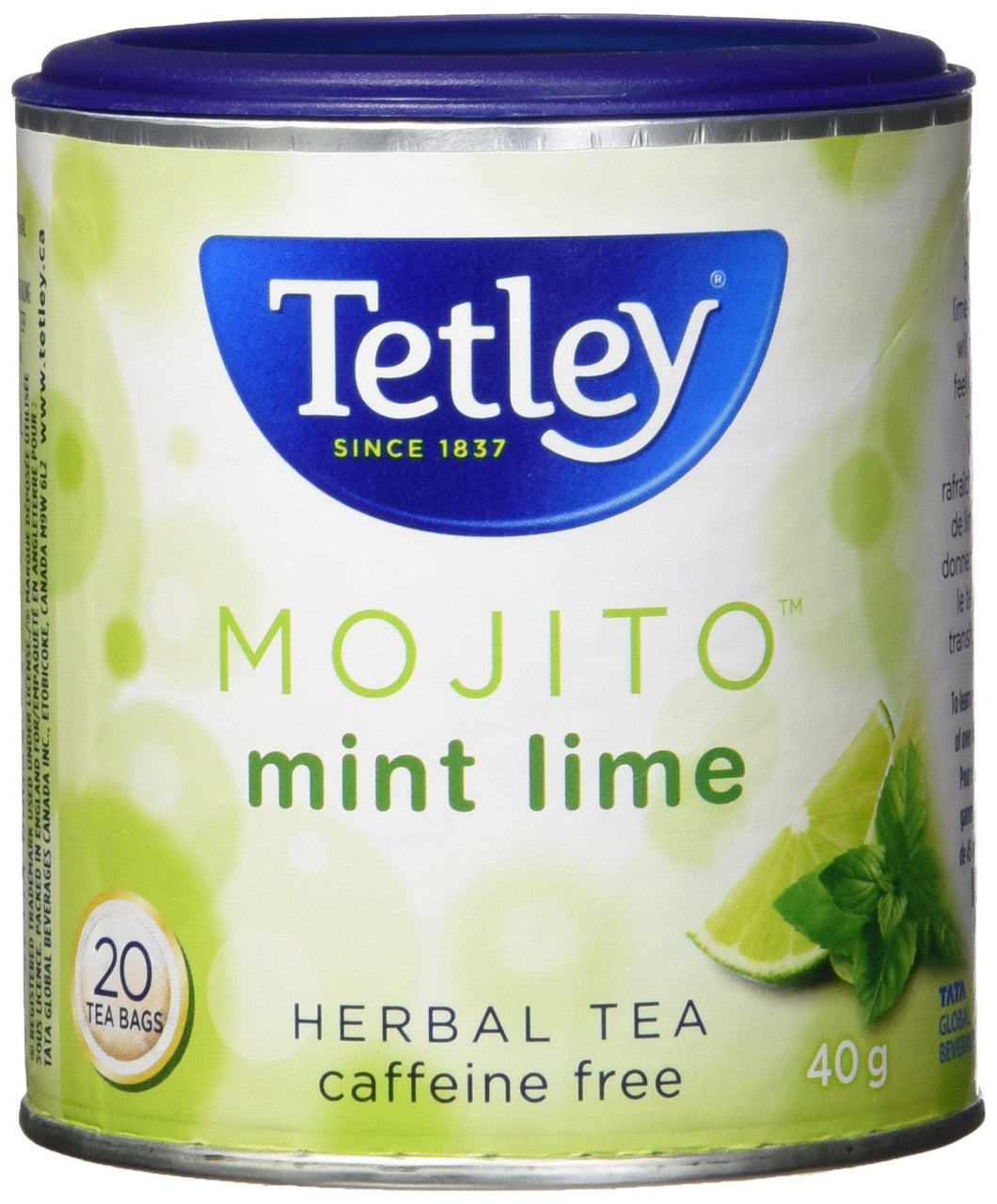 Tetley Tea Mojito Herbal Tea, 20ct, 40g/1.4oz, (Imported from Canada)
