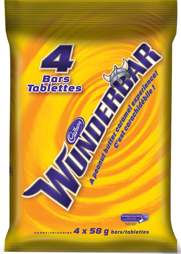 Cadbury Wunderbar Candy, 4ct/58g/2 oz. bars, (Imported from Canada)