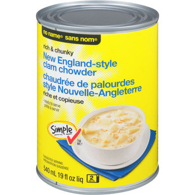 NO NAME Chunky, New England Clam Chowder 540mL/18.3 fl.oz., {Imported from Canada}