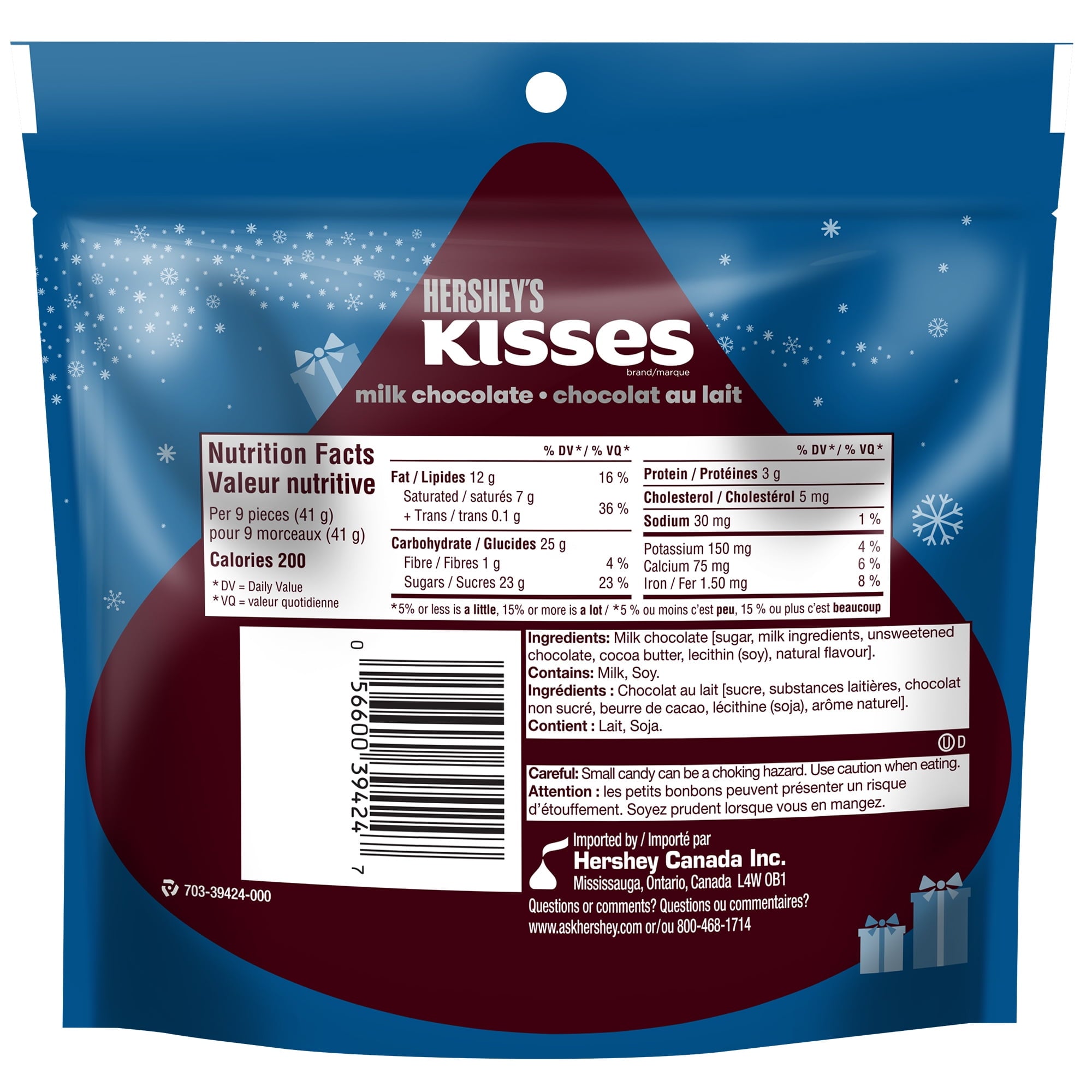 Hershey's Santa Hat Kisses, 180g/6.3 oz. Bag