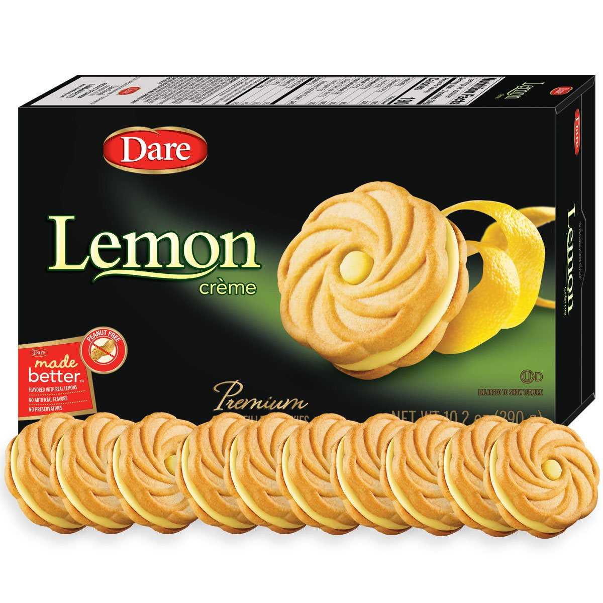 Dare Lemon Creme Filled Cookies, 290g/10.2oz, 12 Pack, (Imported from Canada)