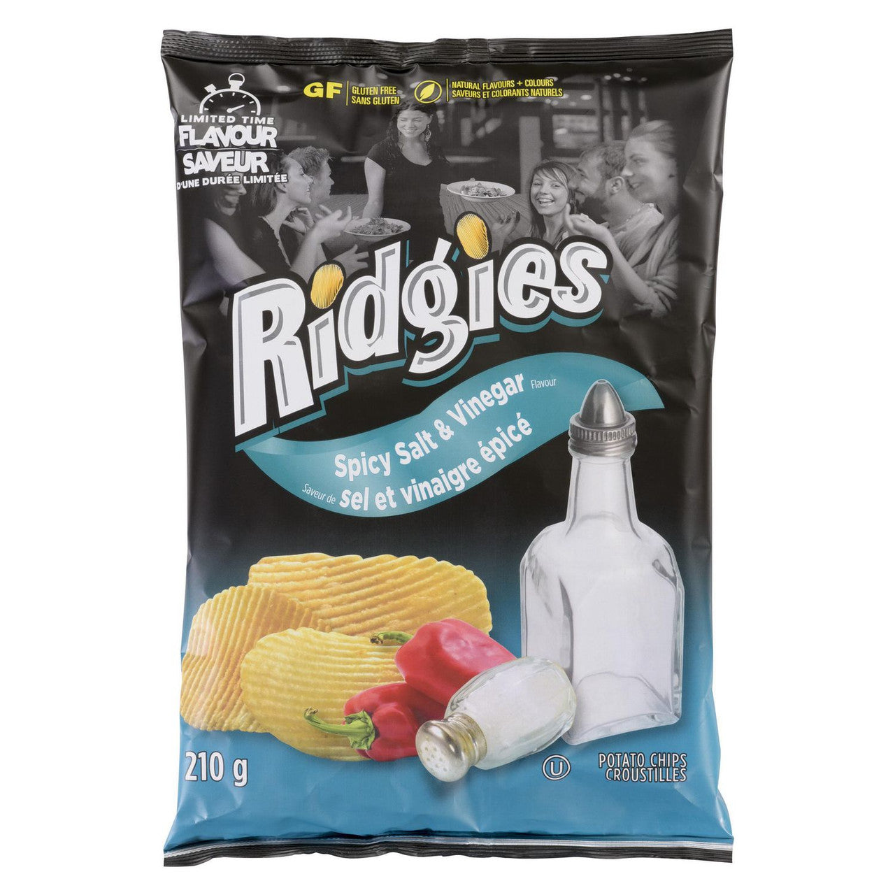 Old Dutch Ridgies Spicy Salt & Vinegar Potato Chips, 210g/7.4 oz., {Imported from Canada}