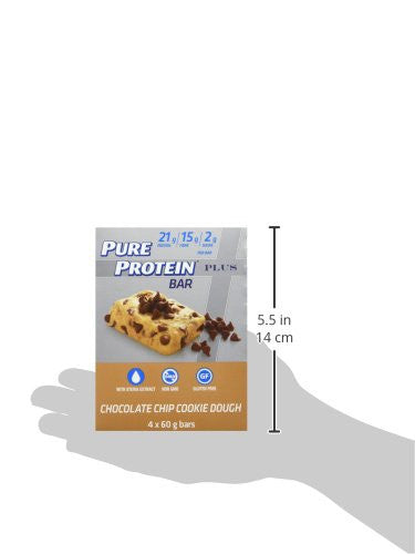 Pure Protein Plus Fibre Bars, Gluten Free, Snack Bar, Chocolate Chip Cookie Dough, 60g, 4ct, {Imported from Canada}