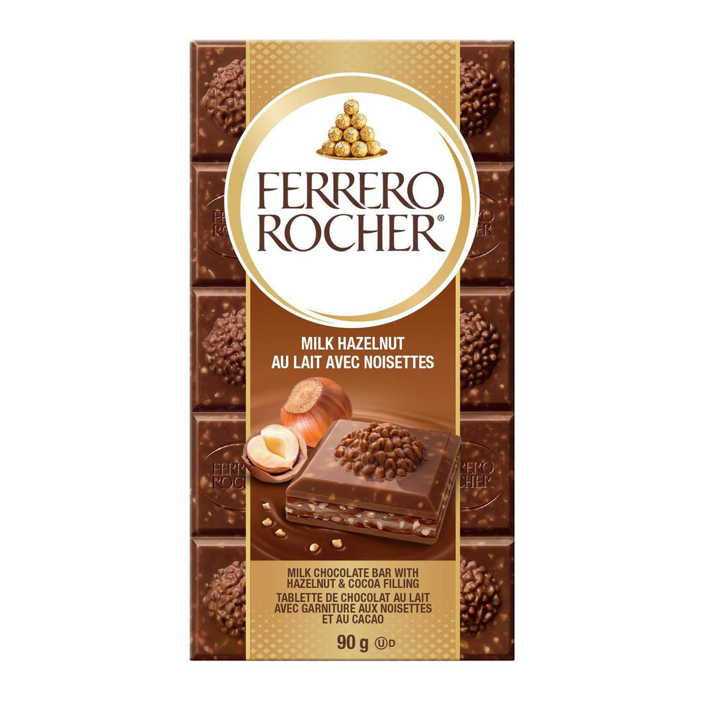 Ferrero Rocher Premium Milk Chocolate Hazelnut Bar, 90g/3.15 oz. Bar {Imported from Canada}