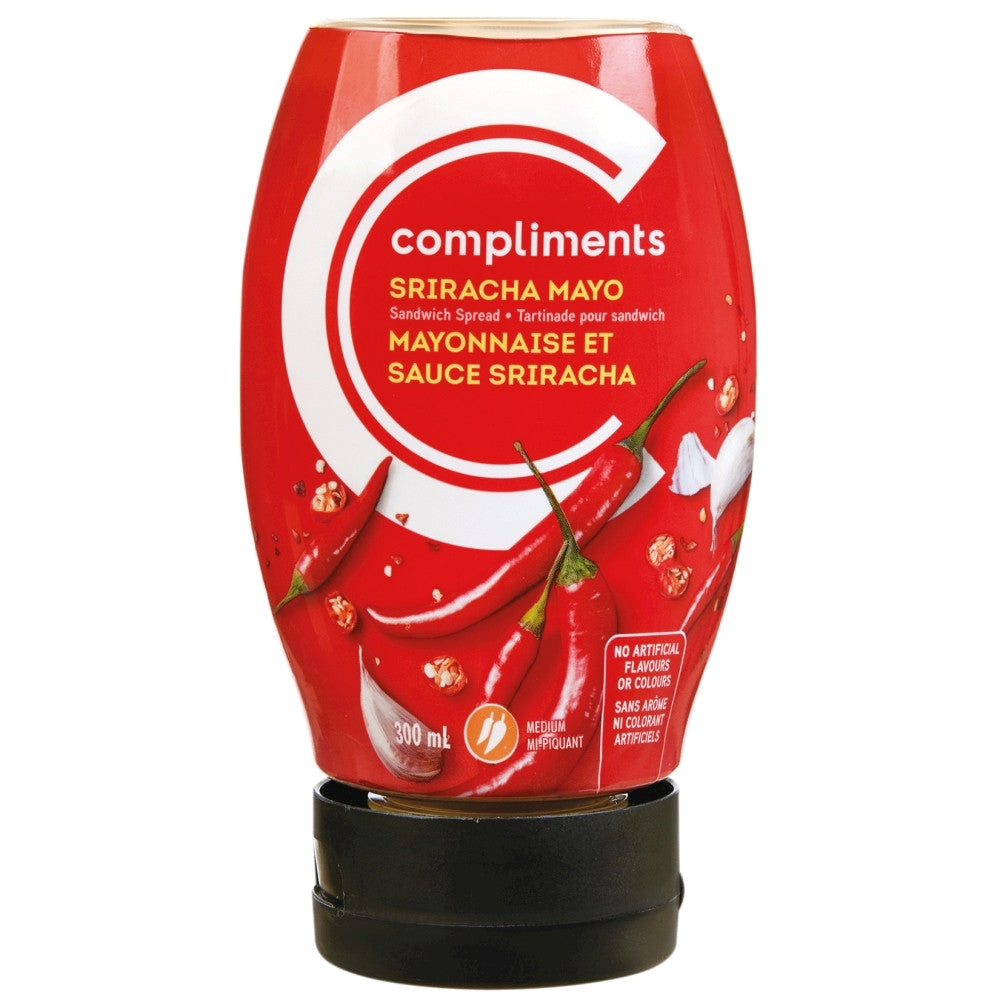 Compliments Sriracha Mayo, 300ml/10.1 oz., {Imported from Canada}