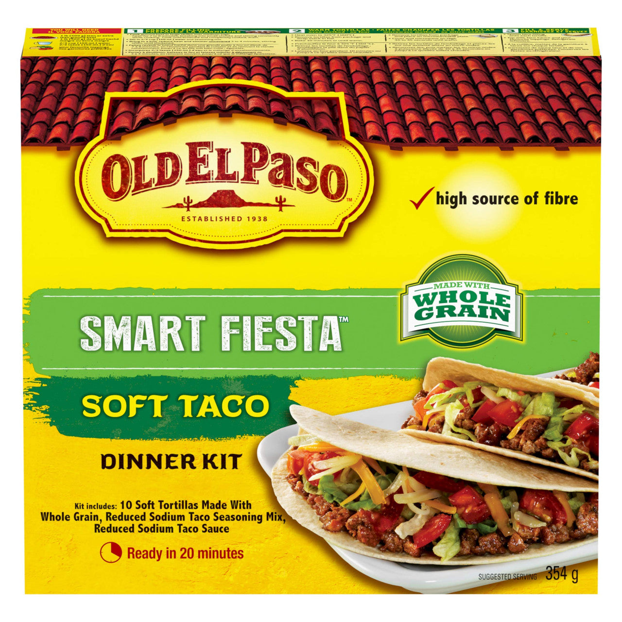 Old El Paso Smart Fiesta Soft Taco Dinner Kit, 10 Count, 354g/12.5oz, {Imported from Canada}