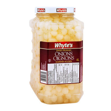 Whyte’s Sweet Pickled Onions 4 L/1.1 Gallon Container, {Imported from Canada}