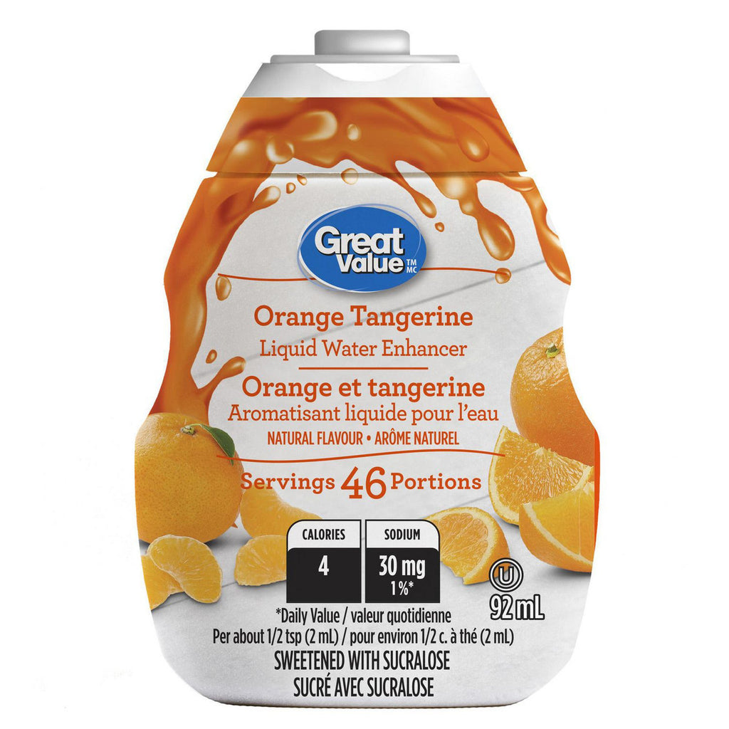 Great Value Orange Tangerine Liquid Water Enhancer 92ml, 46 servings, (Imported from Canada)