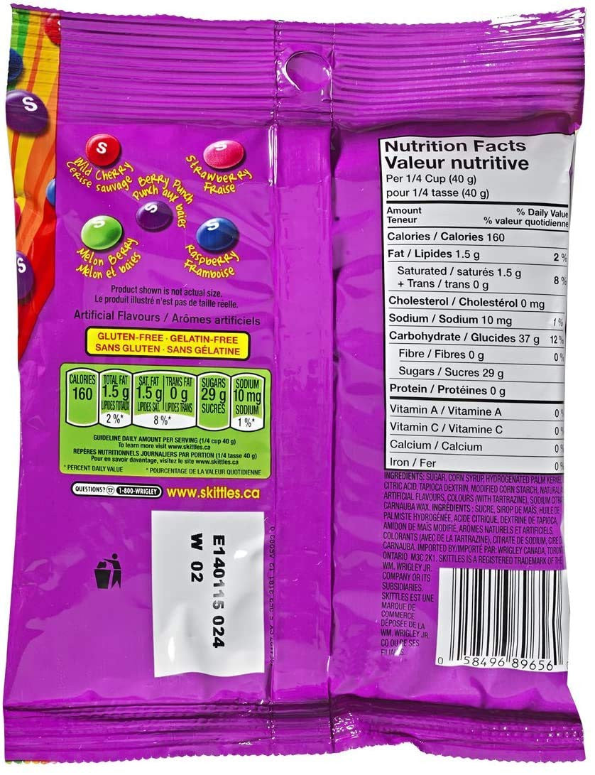 Skittles Berry Bite Size Candies Peg Bag, 191g/6.7 oz., {Imported from Canada}