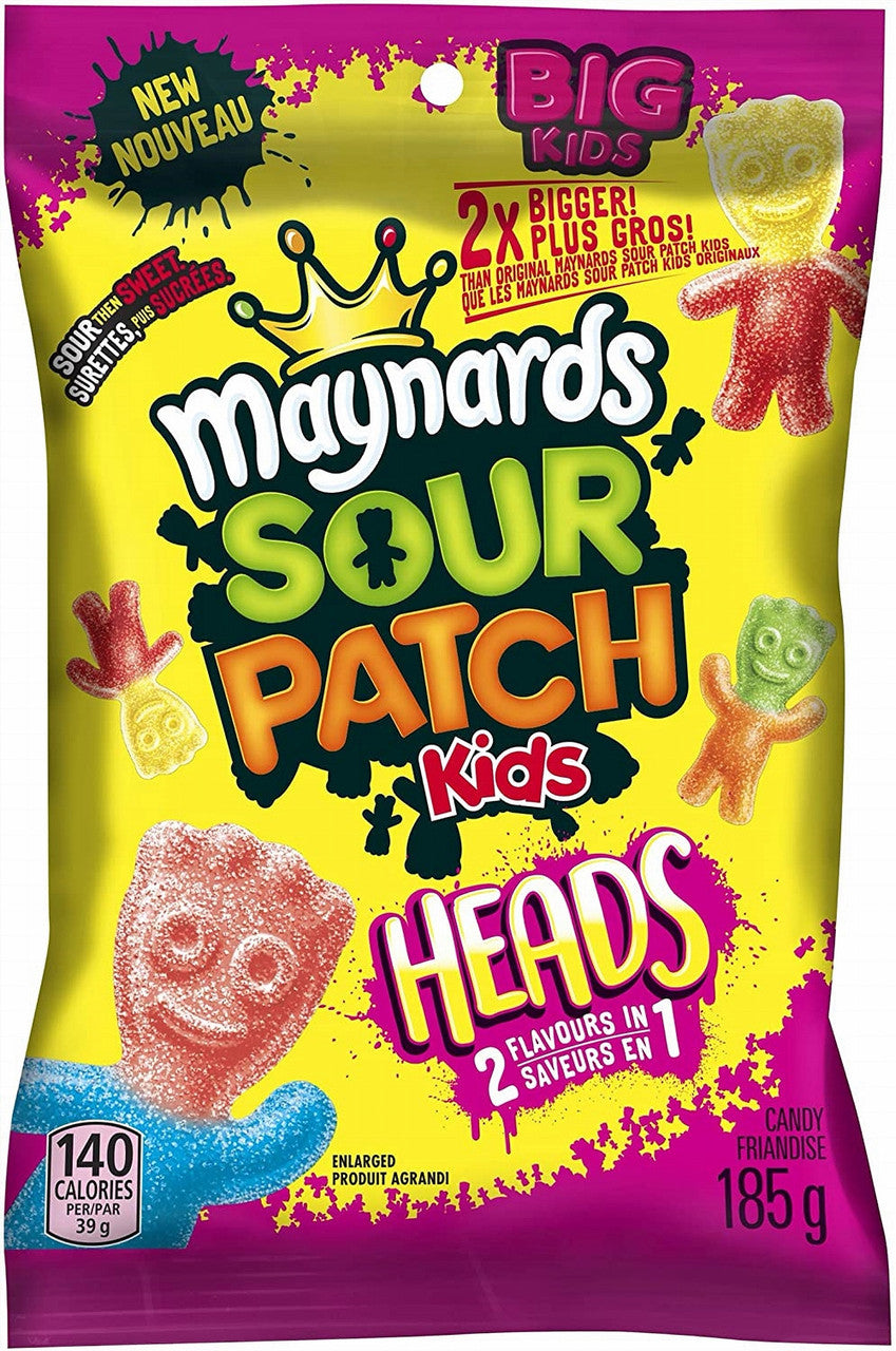 Maynards Sour Patch Kids Big Heads 185g/6.5oz., 9pk, {Imported from Canada}