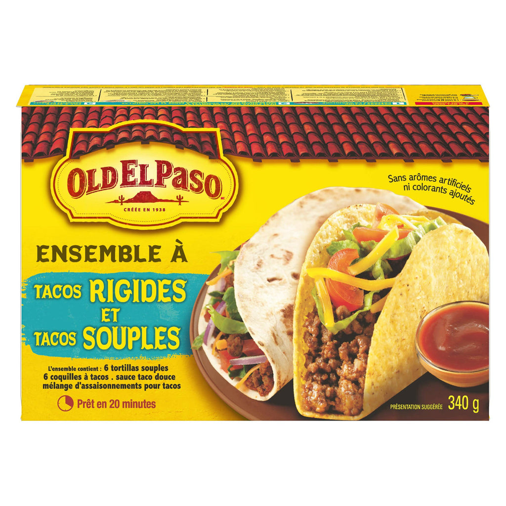 Old El Paso Hard and Soft Taco Kit, 12ct, 340g Imported from Canada