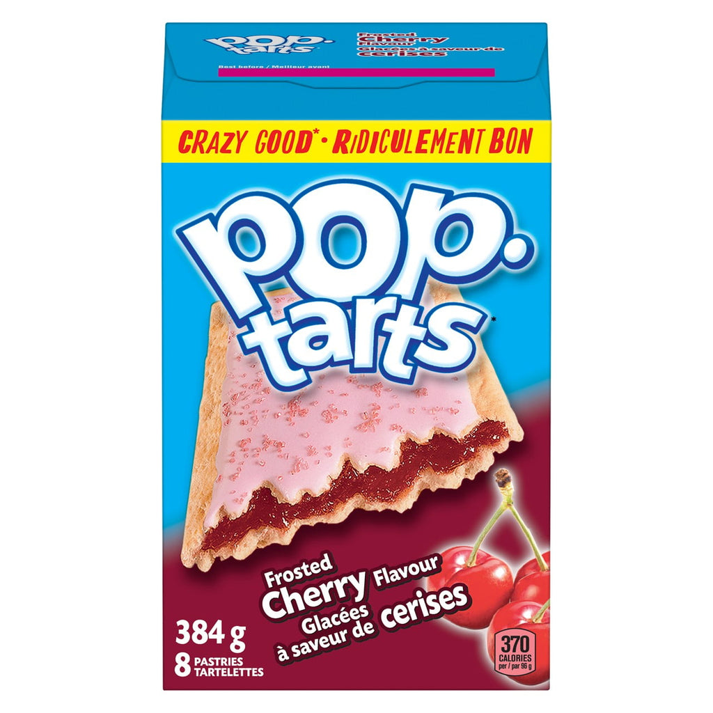 Kellogg's Pop-Tarts, Frosted Cherry Flavored, 8 pastries, 384g, front of box.