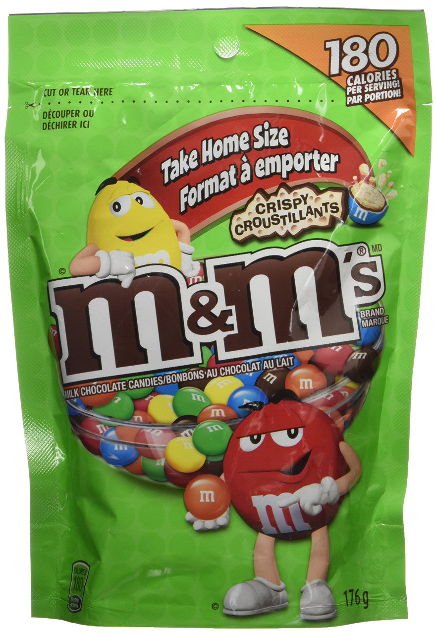 Mars M&M's Crispy Chocolate Candy, 176g/6.2oz Peg Bag (Imported from Canada)