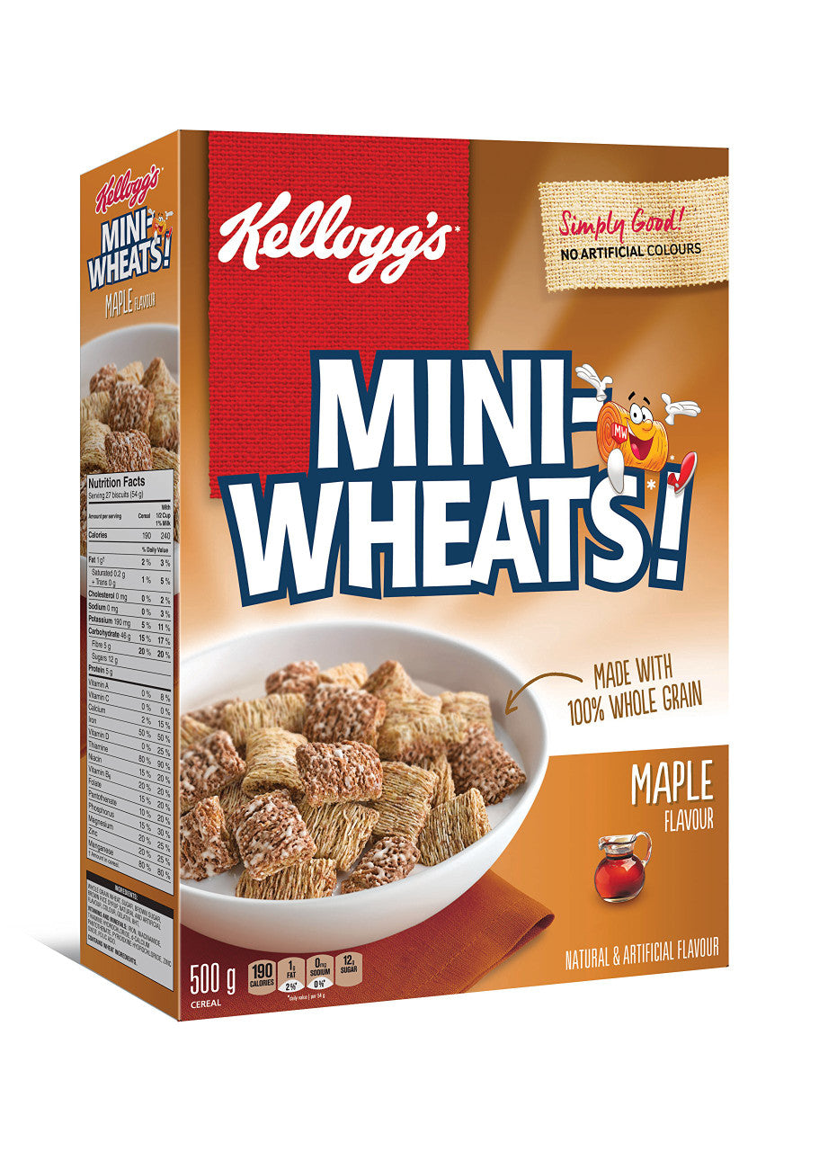 Kellogg's Mini-Wheats Maple Flavour Cereal 500g/17.6oz (Imported from Canada)
