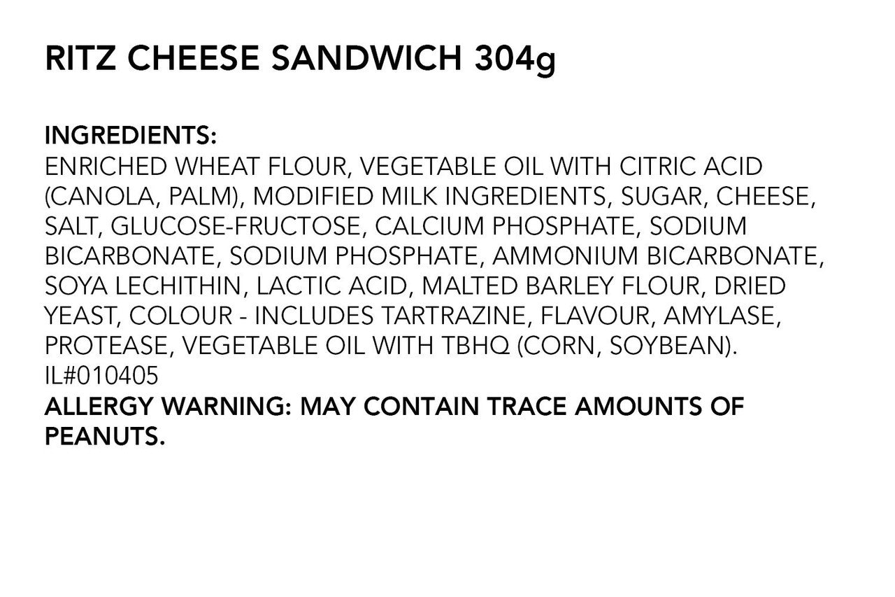 Ritz Snackwich Crackers Cheese Flavour (8x38g) 304g/10.7oz {Imported from Canada}
