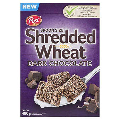 Post Shredded Wheat Spoon Size Cereal, Dark Chocolate, 4pk, (480g/16.9oz.,per box,) {Imported from Canada}