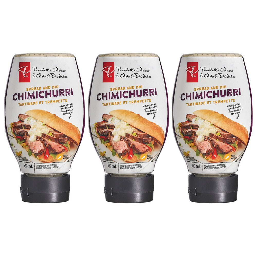 President's Choice, Chimichurri Spread and Dip, 300ml/10.1oz., (3 Pack) {Imported from Canada}
