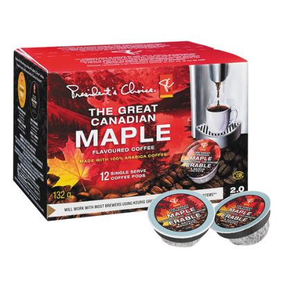 The Great Canadian Maple Flavoured Coffee Single Serve Coffee Pods, Keurig Compatible 132g/12ct, (Imported from Canada)