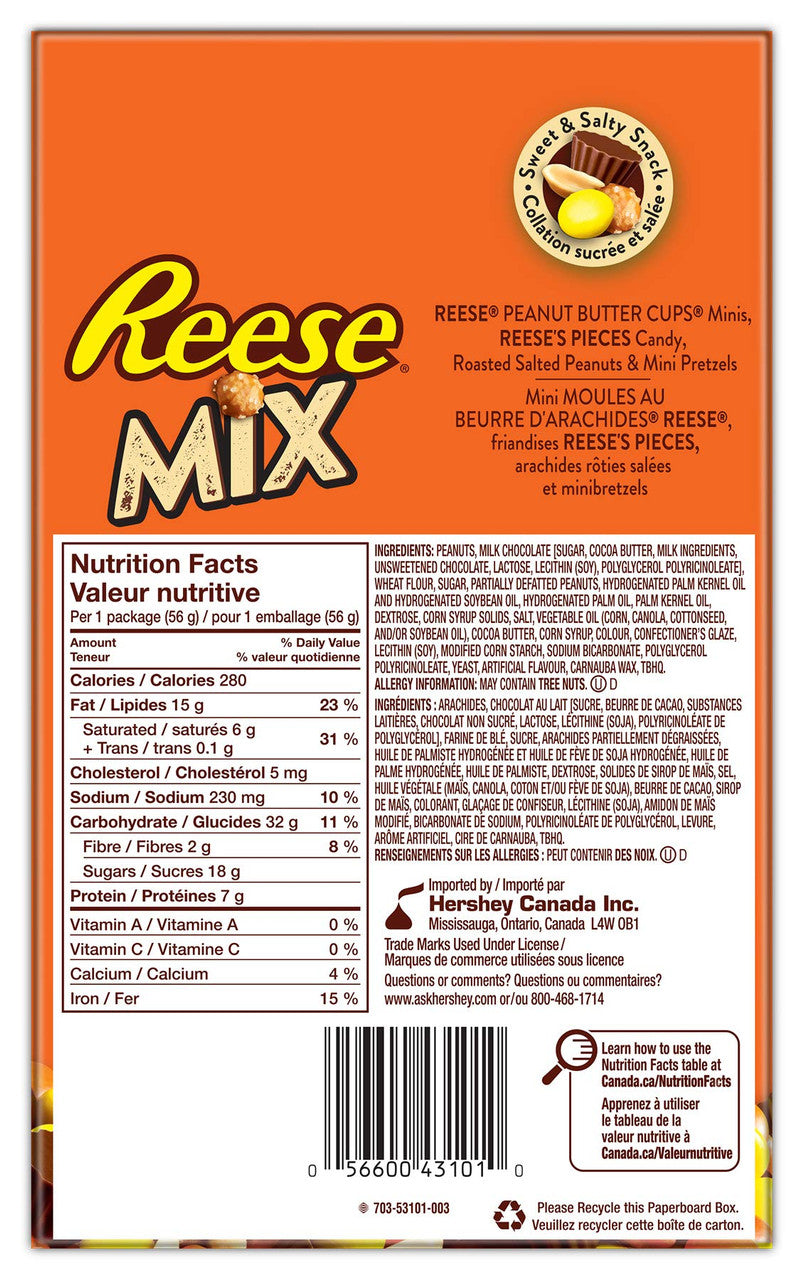 REESE Snack Mix Chocolate Peanut Butter Candy, 56g/2oz, (10pk), {Imported from Canada}