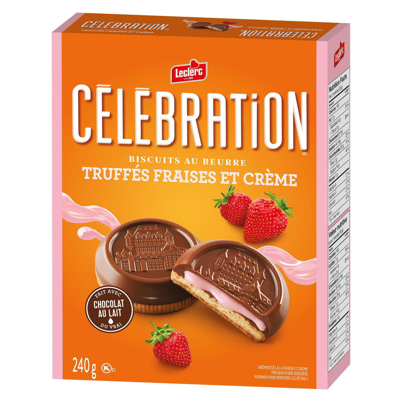 Leclerc Celebration Strawberry & Creme Truffle Cookies, 240g/8.5 oz. Box {Imported from Canada}