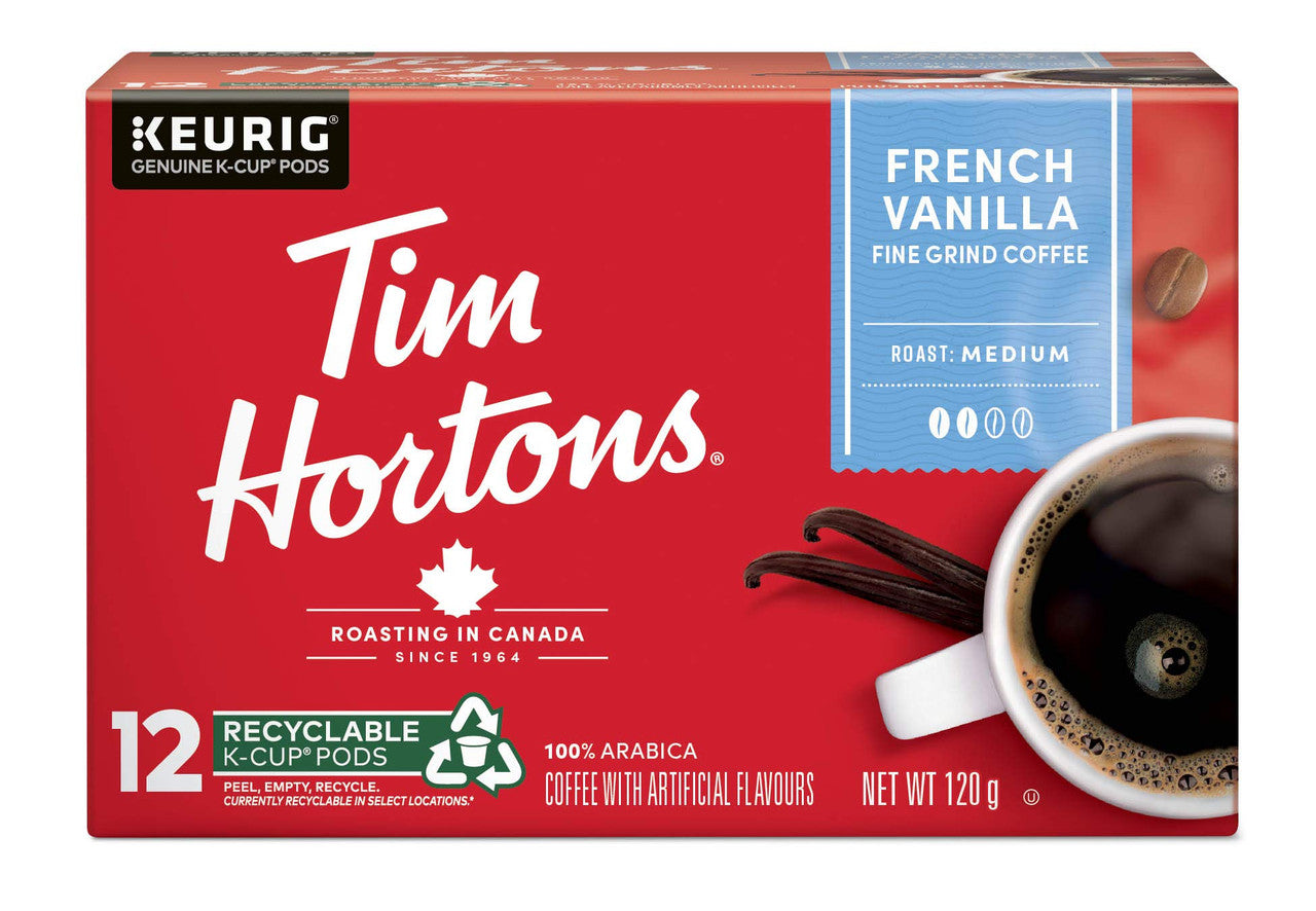 Tim Hortons, Keurig (K-Cups) French Vanilla Coffee, 12 Count, (Imported from Canada)