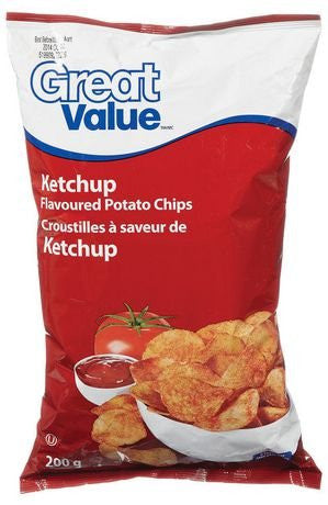 Great Value Ketchup Flavoured  Chips 1 Large Bag -{Imported From Canada}