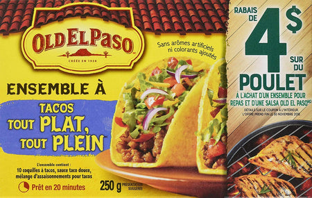 Old El Paso Stand & Stuff Tacos Dinner Kit, 10 Count, 250g/8.8 oz., {Imported from Canada}