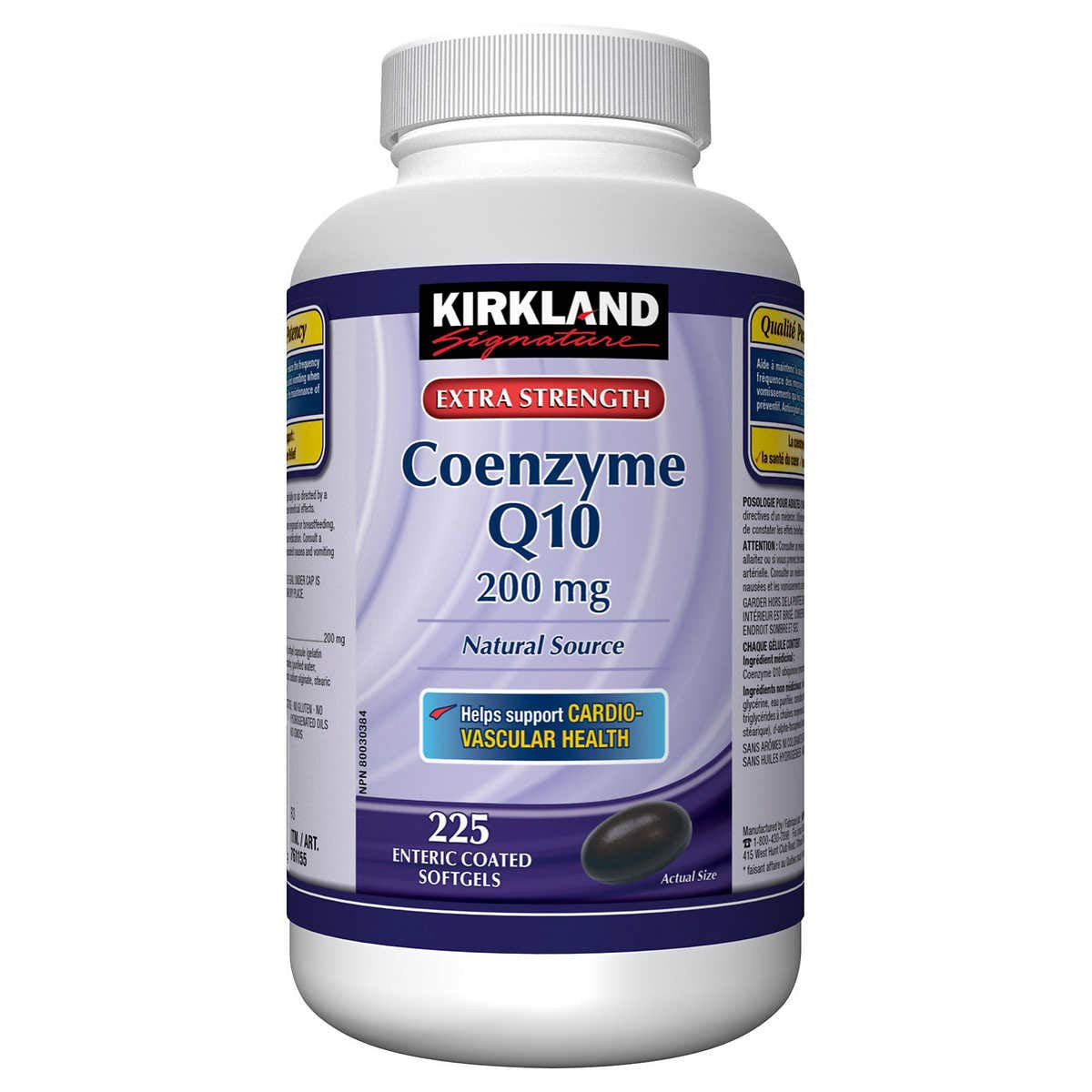 Kirkland Coenzyme Q10 200 mg, 225 Clear Enteric Softgels {Imported from Canada}