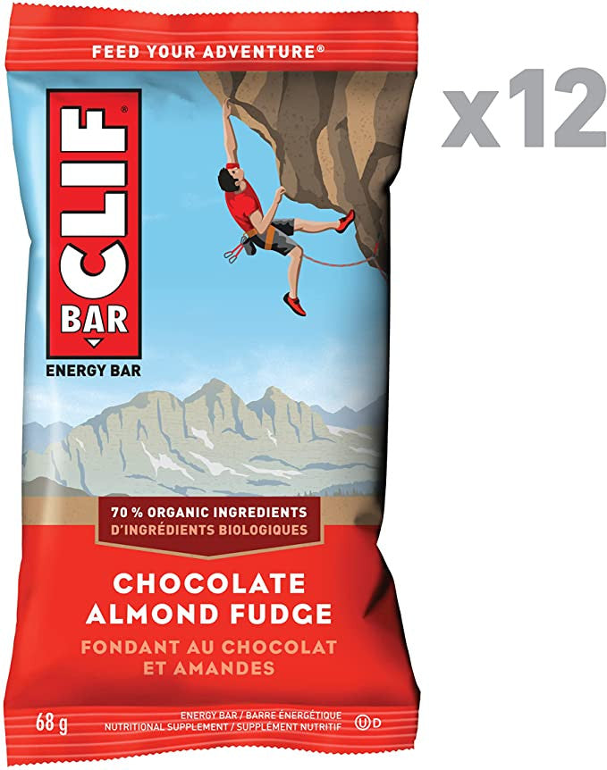 Clif Nutritional Supplement Energy Bars, Chocolate Almond Fudge Flavor, 12 Bars x 68g {Imported from Canada}
