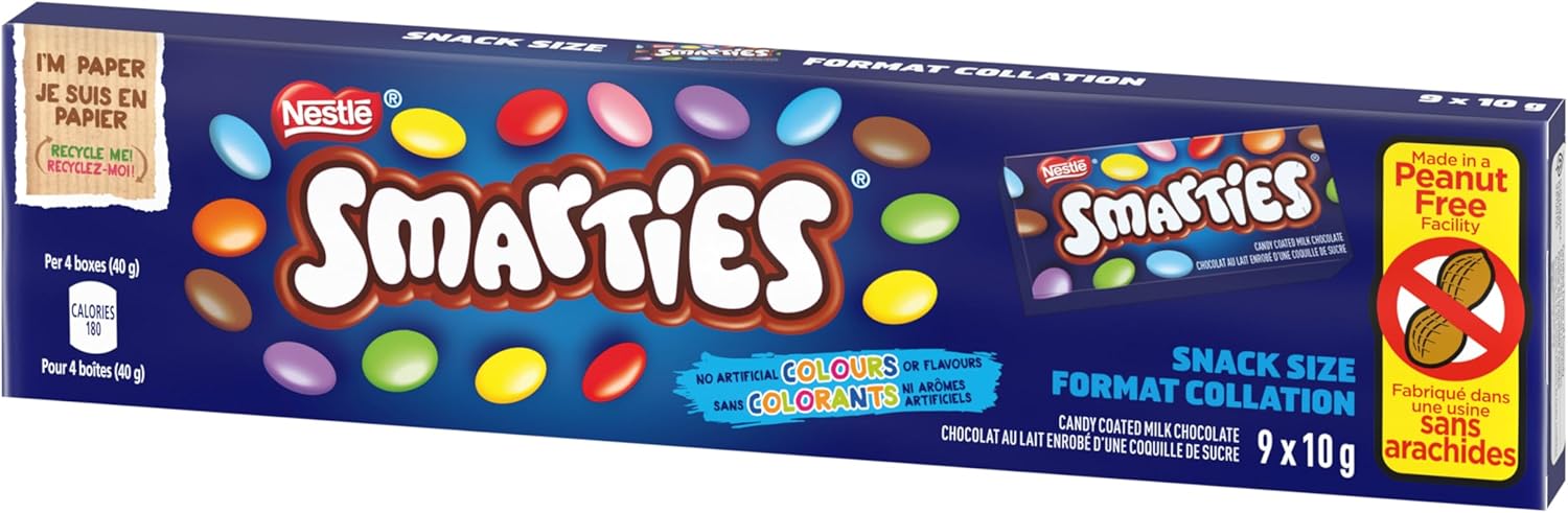 Smarties Square Box Nestle SMARTIES Snack Size Mini Boxes (9x10g), 90g/3.2 oz