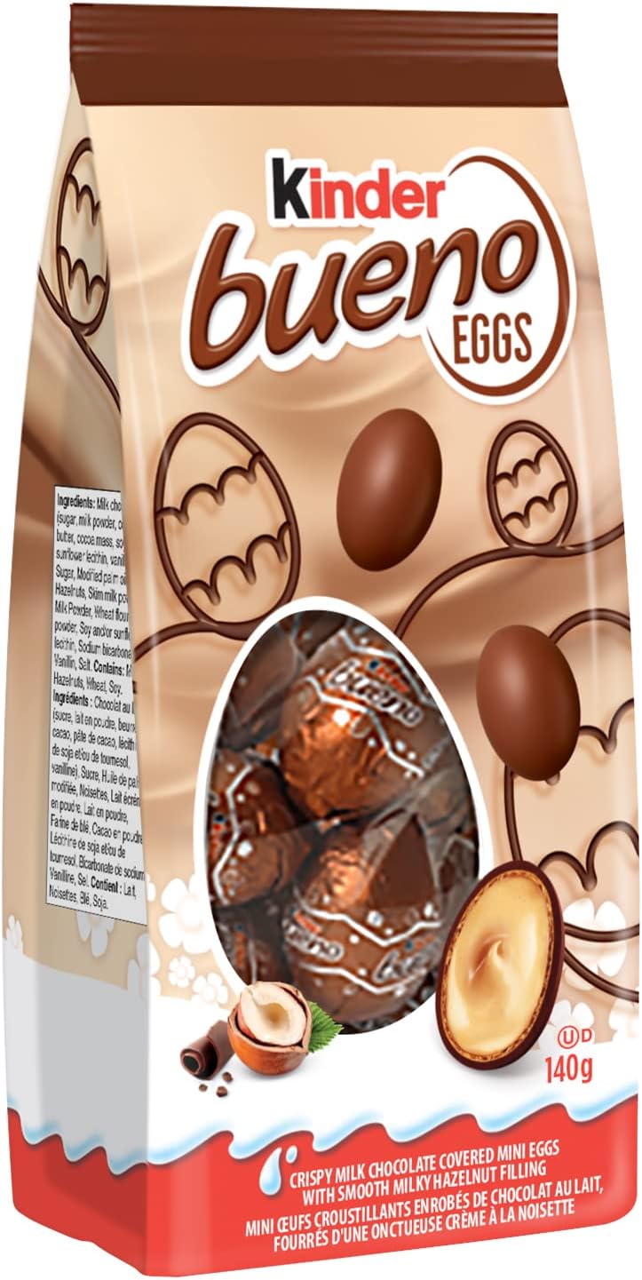 Kinder Bueno Crispy Chocolate Hazelnut Eggs, 140g/5 oz. - Angle Of Bag