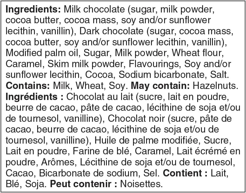 Ferrero Collection Crispy Easter Eggs With Caramel Filling, 100g/3.5 oz. - Ingredients Label