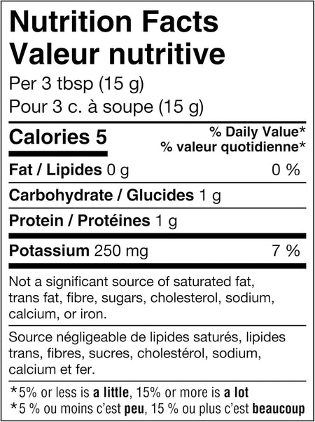 Nutrition facts label for Starbucks Sunsera Blend 100% Arabica Ground Coffee, 340g/12 oz with specific calorie count, fat, carbohydrate, protein, and potassium content.