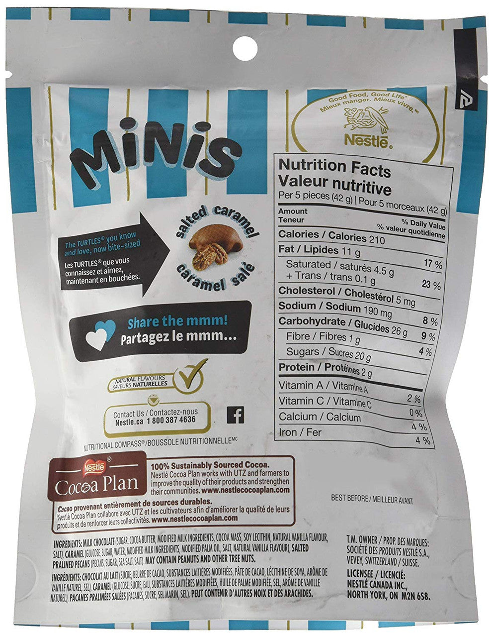 TURTLES Minis Sweet & Salty, 142g/5oz. Pouch, (Imported from Canada)