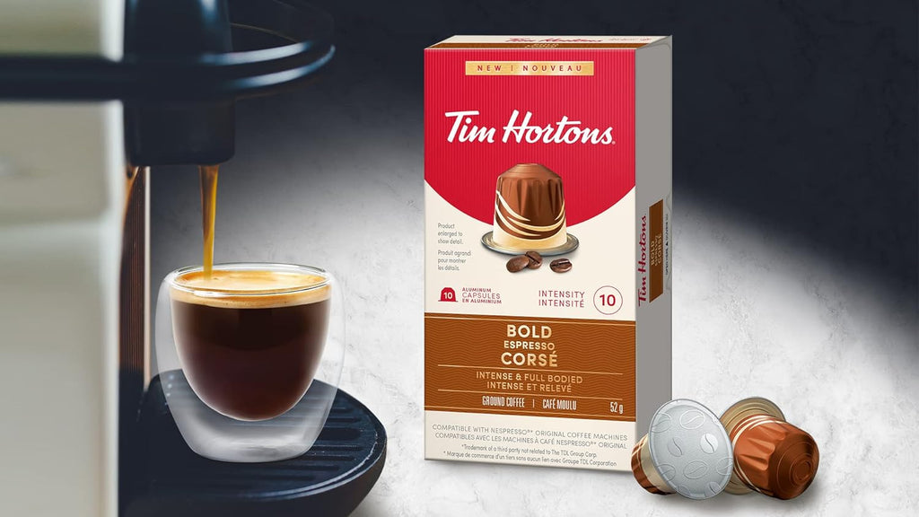 Tim Hortons Bold Espresso, Intense & Full Bodied Coffee, Nespresso Aluminum Capsules, 10 Capsules, 52g/1.8 oz