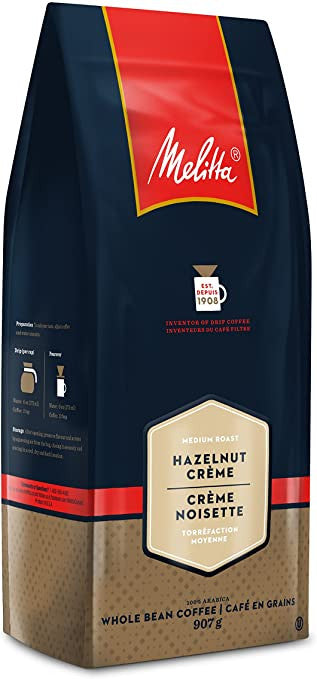 Melitta Hazelnut Crème Whole Bean Coffee, 907g/32oz., Bag, {Imported from Canada}