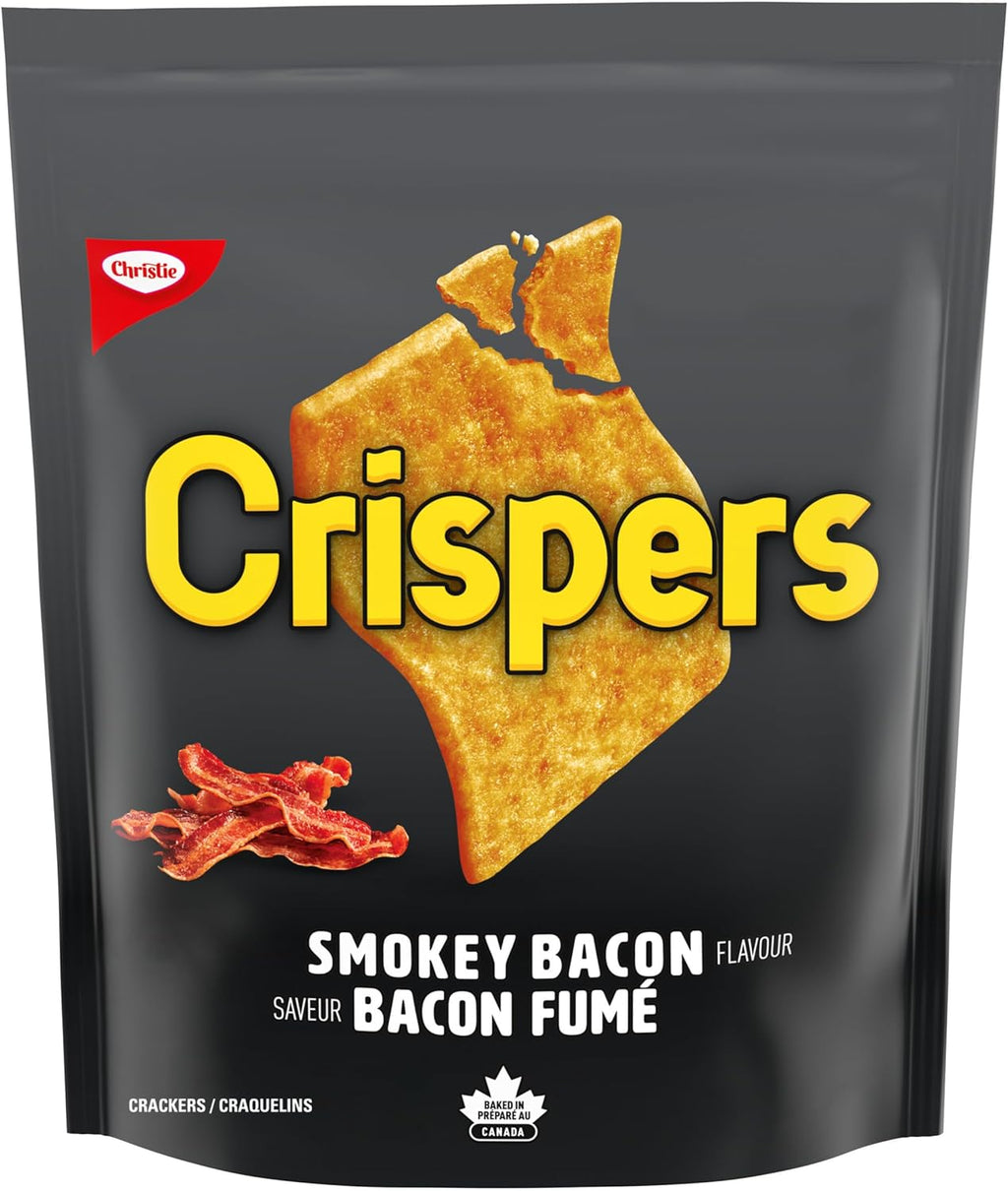 Christie Crispers Smokey Bacon Flavored Crackers 145g/5.1 oz., Bag, front of bag.