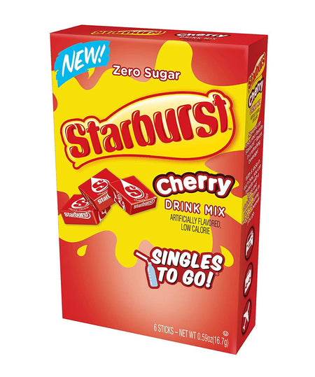 Starburst Zero Sugar Cherry Flavored Drink Mix, 6 packets, 16.7g/0.6 oz. Box {Imported from Canada}