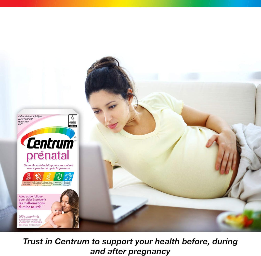 Centrum Prenatal Vitamins, Complete Multivitamin & Multimineral Supplement, 100ct Bottle