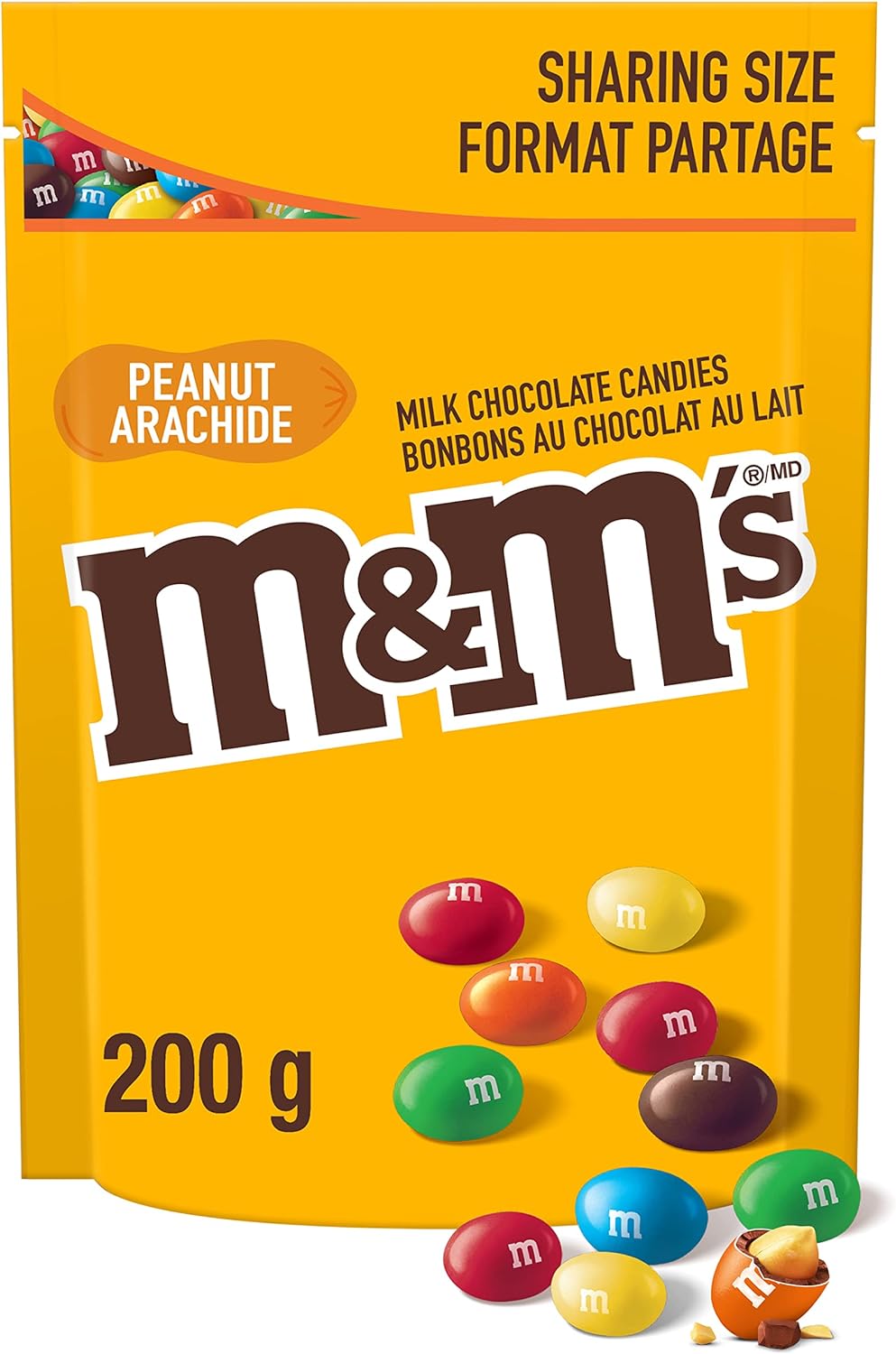 M&M's Peanut Candies, Stand up Pouch, 200g/7.1oz., {Imported from Canada}