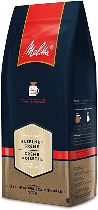Melitta Hazelnut Crème Whole Bean Coffee, 907g/32oz., Bag, {Imported from Canada}
