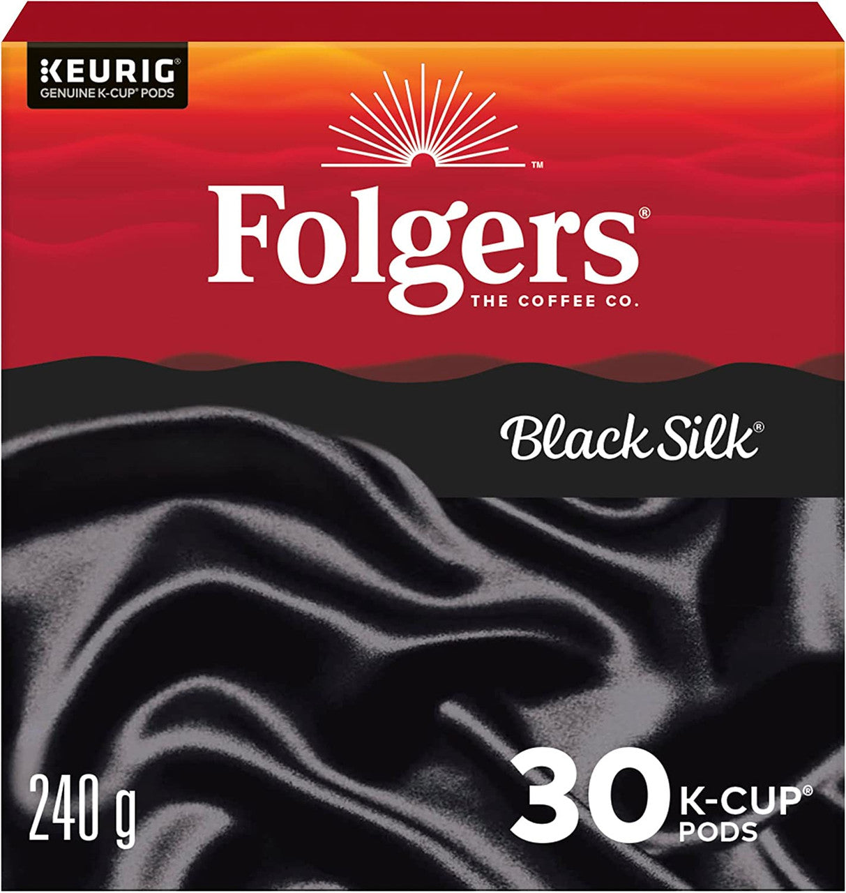 Folgers Black Silk Coffee K-cups, 30 Count, 240g/8.4 oz. Box {Imported from Canada}