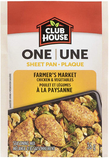 Club House One Sheet Pan Farmer's Market Chicken & Vegetable Seasoning Mix, 36g/1.2 oz., {Imported from Canada}